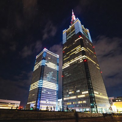 Illuminated Skyscrapers at Night