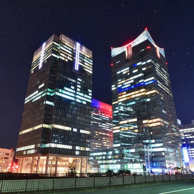 Illuminated Skyscrapers at Night