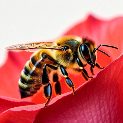 Honeybee on Red Flower