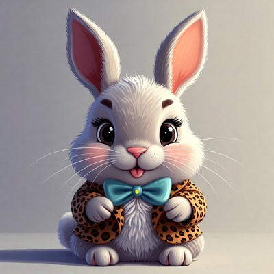 Cute bunny wearing bowtie jacket