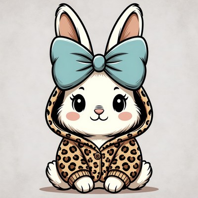 Cute Bunny in Leopard Hoodie