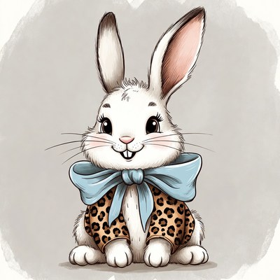 Cute white bunny with bow tie