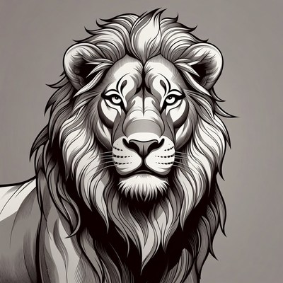 Majestic lion portrait illustration