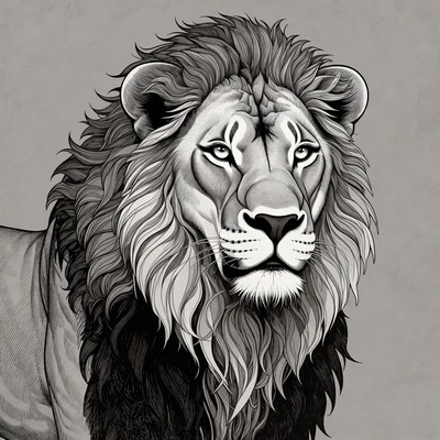 Majestic lion portrait illustration