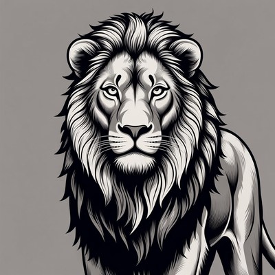 Majestic Lion Head Illustration