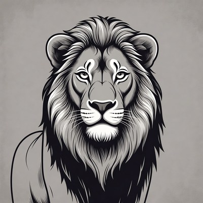 Majestic Lion Head Illustration