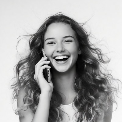 Young woman laughing on phone