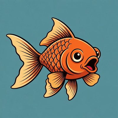 Cartoon goldfish with open mouth