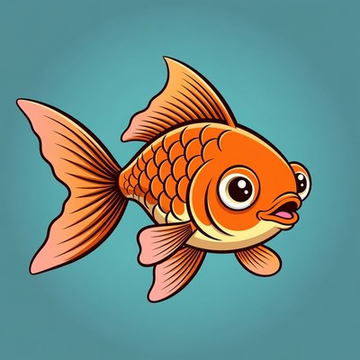 Cartoon goldfish on blue background
