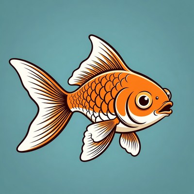 Cartoon goldfish on blue background
