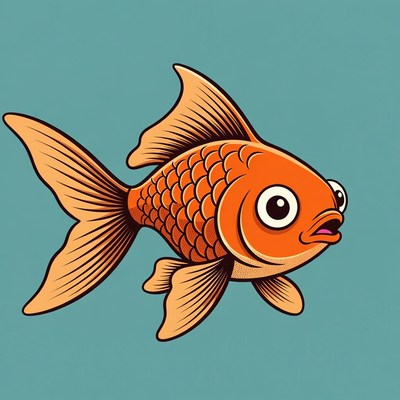 Cartoon goldfish with open mouth