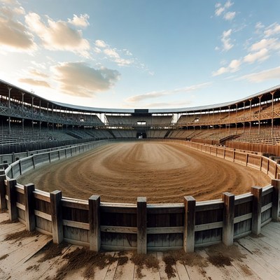 Empty Bullring Arena at Sunset
