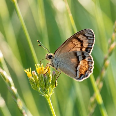 Brown butterfly on yellow flower