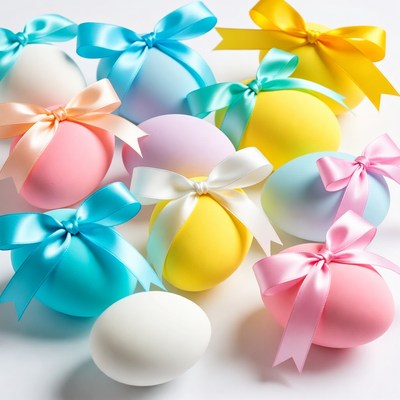Colorful Easter Eggs with Satin Bows