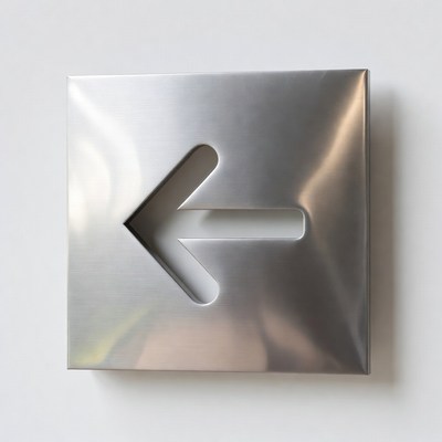 Shiny Silver Left Arrow Sign