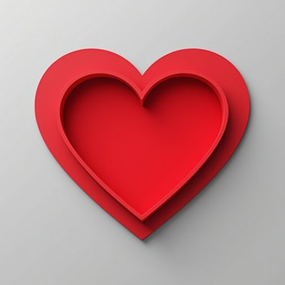 3D Red Heart on Gray Background