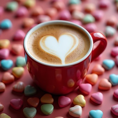 Heart Latte with Candy Hearts