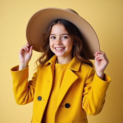 Girl holding wide-brim hat