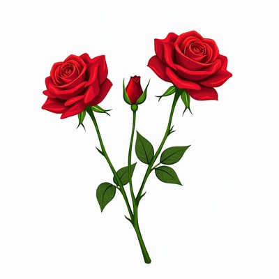 Three Red Roses Illustration
