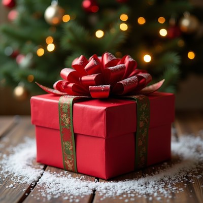 Red Gift Box Christmas Tree Background