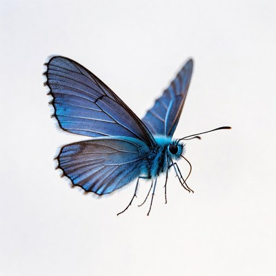 Blue butterfly on white background