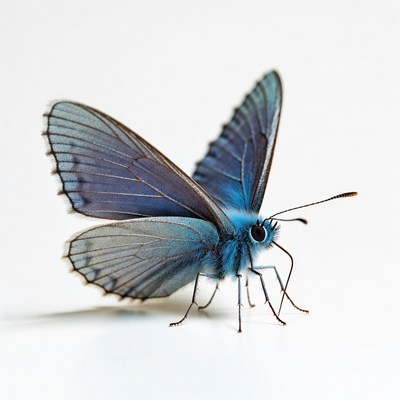 Blue butterfly on white background