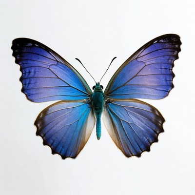 Blue butterfly on white background