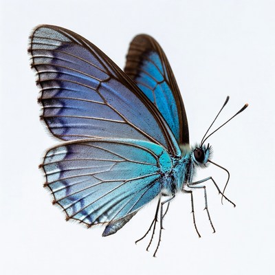 Blue butterfly on white background