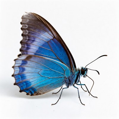 Blue butterfly on white background