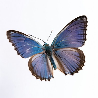 Blue butterfly on white background