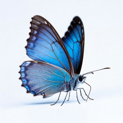 Blue butterfly on white background