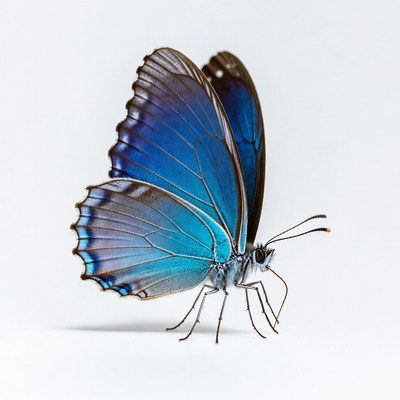 Blue butterfly on white background