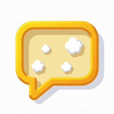 Yellow Speech Bubble with Clouds