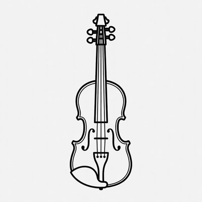 Black Outline Violin Illustration