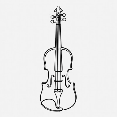 Line drawing violin illustration