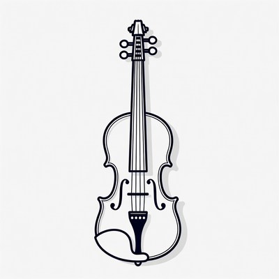 Black Outline Violin Illustration