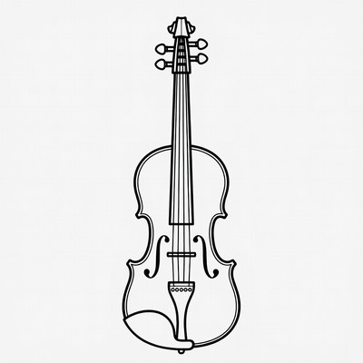 Black Outline Violin Illustration