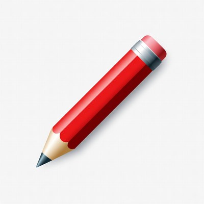Red pencil on white background