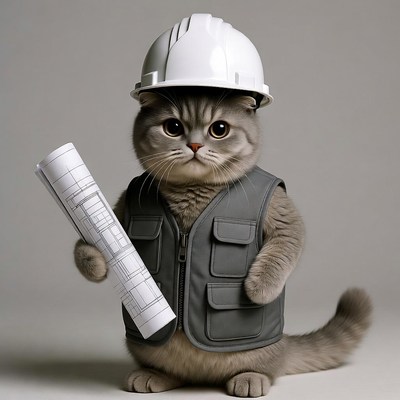 Scottish Fold Cat as Construction Worker