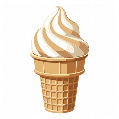 Swirled Vanilla Ice Cream Cone