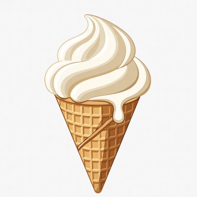 Vanilla Ice Cream Cone Illustration