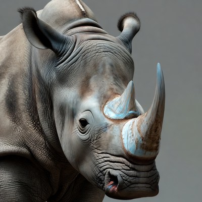 Close-up of gray rhinoceros head