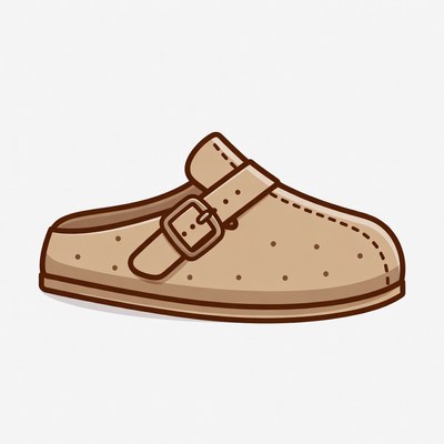 Tan Leather Buckle Clog Shoe