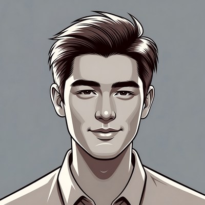 Handsome Asian man portrait illustration