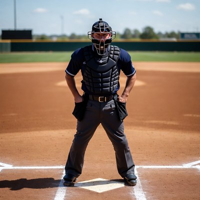 Baseball catcher in full gear