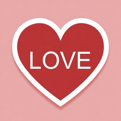 Red Heart LOVE Text on Pink