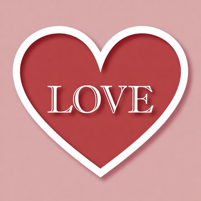 Red Heart LOVE Text Illustration