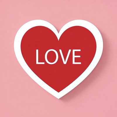 Red LOVE Heart on Pink Background