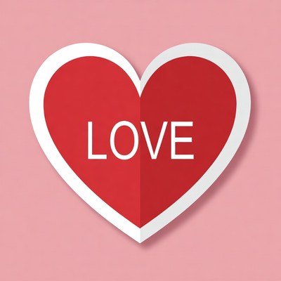 Red Heart LOVE Sticker on Pink