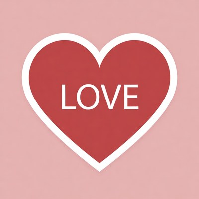 Red Heart with LOVE Text